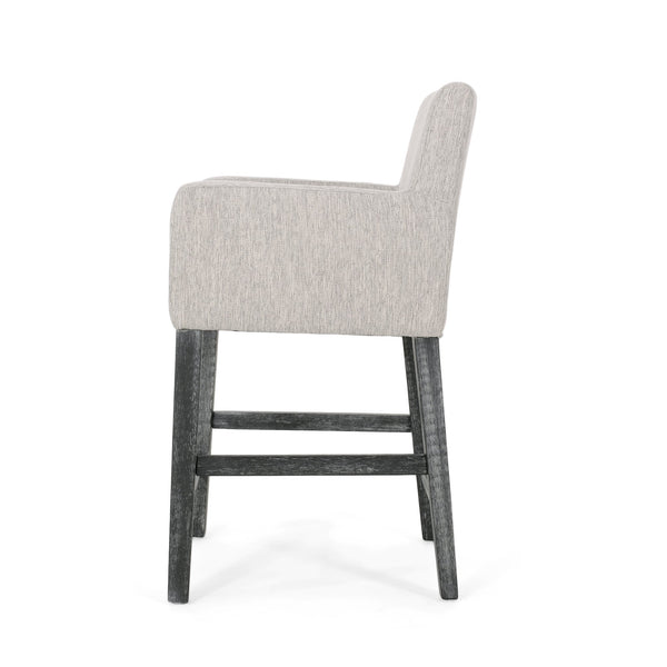 English Elm Upholstered Counter Stool with Rubberwood Frame for Kitchen Island or Home Bar 71252.00LGRY