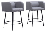 Horbat Counter Stool - Set of 2 Gray 110065 Zuo Modern