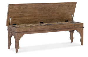 Hooker Furniture Americana Honey Bed Bench With Lift-Top Storage, Carved Legs, Distressed Oak Veneer Charm (96) 7050-90119-85
