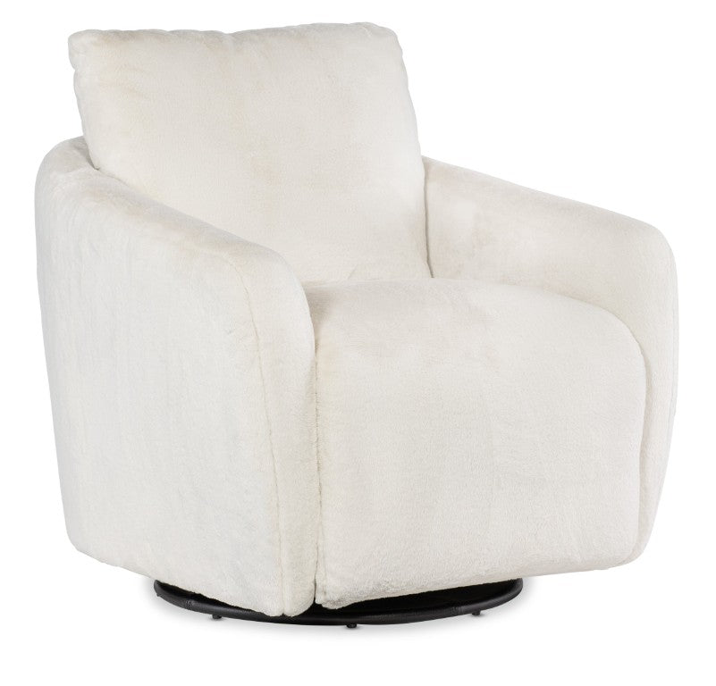 Hooker Furniture Bonnie Petite Swivel Chair With Motorized Hidden Footrest, Faux-Fur Upholstery & Black Metal Base CC610-PFSW-470