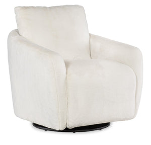Hooker Furniture Bonnie Petite Swivel Chair With Motorized Hidden Footrest, Faux-Fur Upholstery & Black Metal Base CC610-PFSW-470