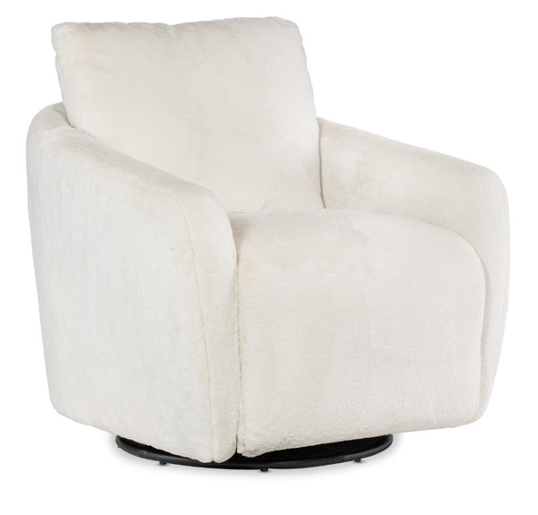 Hooker Furniture Bonnie Petite Swivel Chair With Motorized Hidden Footrest, Faux-Fur Upholstery & Black Metal Base CC610-PFSW-470