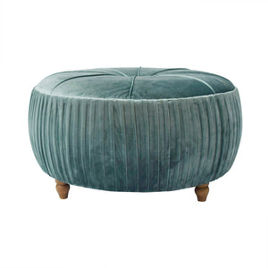 New Pacific Direct Helena Velvet Round Ottoman – Elegant Plush Upholstery With Wooden Legs, Perfect For Any Décor! Emerald 100% Polyester 1600007-185-npd