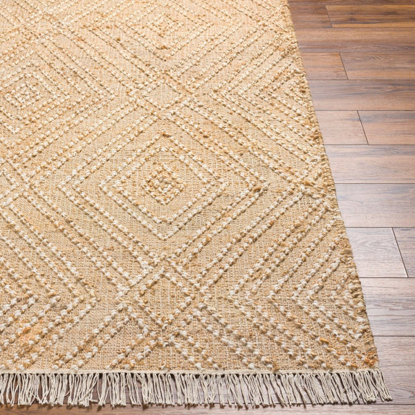 Livabliss Adalyn Jute Wool Flatweave Rug Handwoven Fringe Accent for Entryway or Kitchen Beige, Camel 8' x 10' AYD2300-810