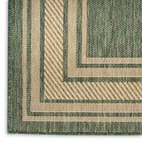 Nourison Horizon Indoor/Outdoor HOZ03 Machine Made Power-loomed Solid Border Indoor/Outdoor Modern Outdoor Rug Green, Green 88% Polypropylene,12% Polyester 841491128374