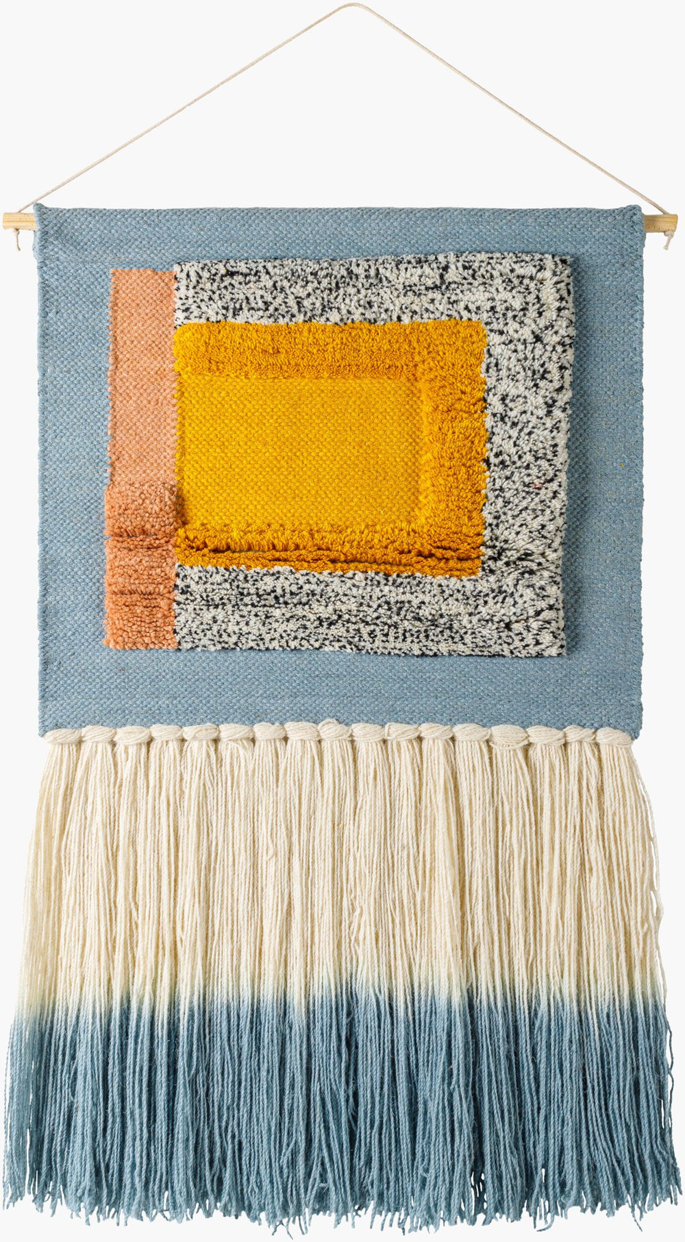 Surya Artsy Geo Wall Hanging - 32"H X 20"W Hand Woven Cotton & Wool Décor For Modern Home Style  Wool,Wood Ayg1000-3220