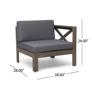 English Elm Alcove Acacia Hardwood Outdoor Sectional Set with Ottoman and Coffee Table 63714.00GDGRY
