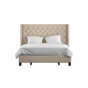 Homelegance By Top-Line Thorin Wingback Button Tufted Bed Beige Linen