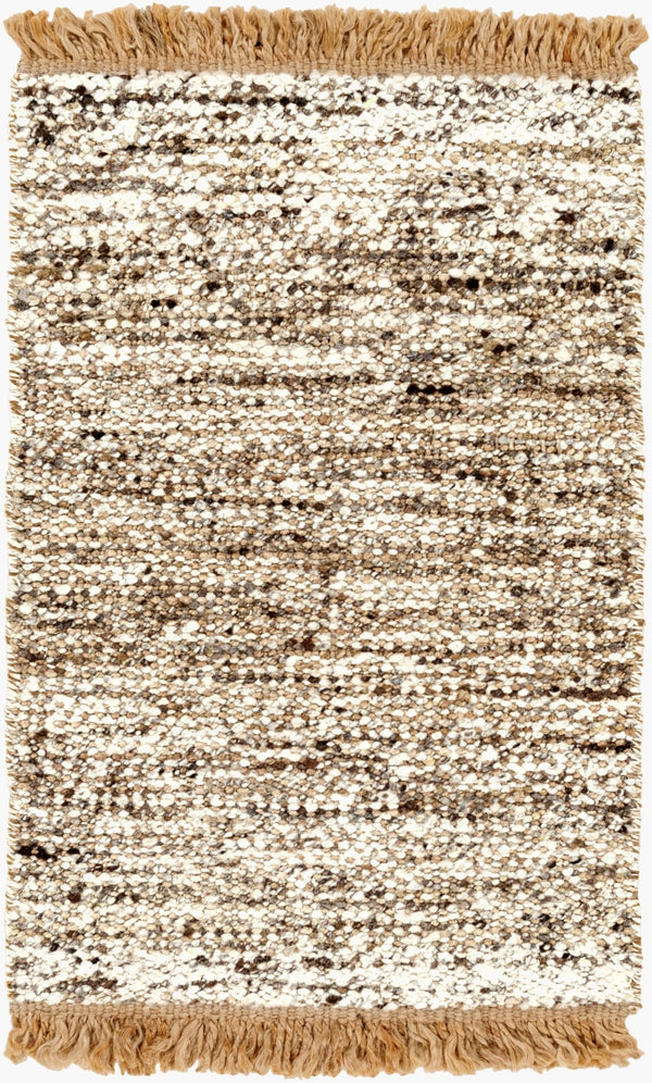Surya Aylin Handwoven Jute & Wool 2' X 3' Rug – Cozy Farmhouse Charm With No-pile Finish & Fringe Detail Tan Jute,Wool Ayi2301-23