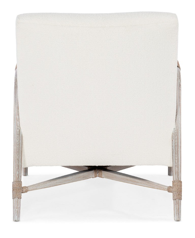 Hooker Furniture Isla Mid-Century Accent Lounge Chair With Macrame Arctic Upholstery, Wood Frame & Hand-Wrapped Rope CC501-480