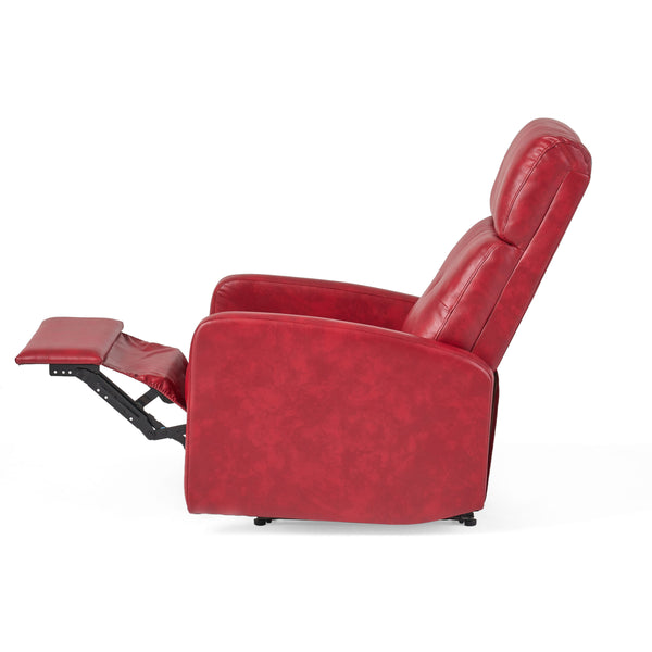 English Elm Christopher Knight Home® - RECLINER Plush PU Upholstered Push-Back Recliner with Contemporary Minimalist Design and Comfort Red 57575.00RED
