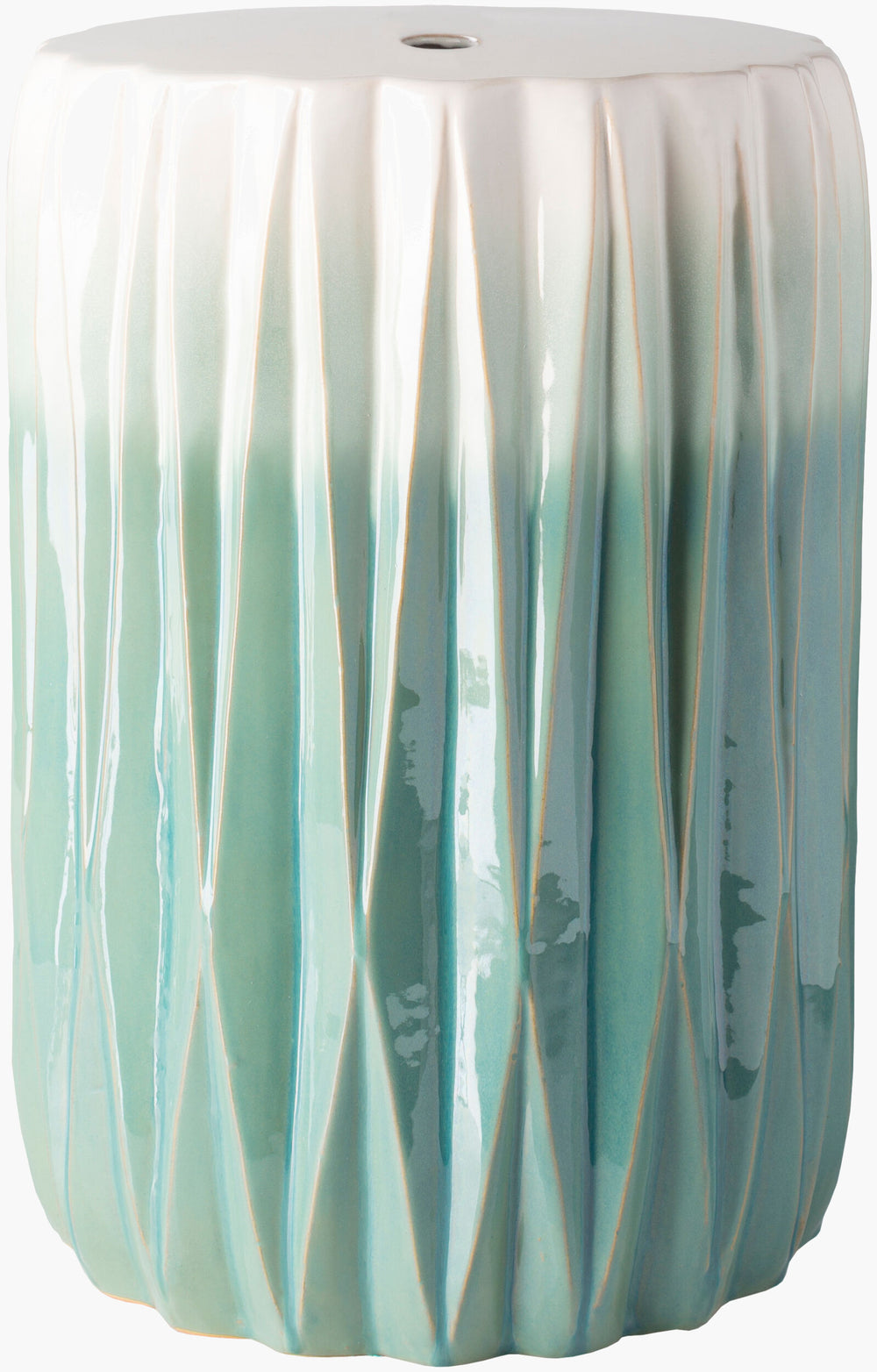 Surya Aynor End Table – Elegant 17" Garden Stool In Durable Ceramic For Indoor & Outdoor Use, Easy Care Blue Ceramic,Ceramic Ayn001-121217