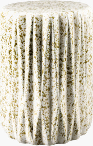 Surya Aynor End Table – Elegant 17" Garden Stool In Durable Ceramic For Indoor & Outdoor Use, Easy Care Top, Cream Ceramic,Ceramic Ayn003-171212