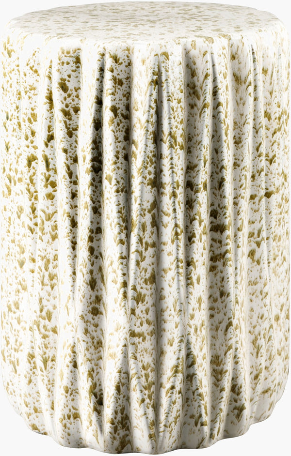 Surya Aynor End Table – Elegant 17" Garden Stool In Durable Ceramic For Indoor & Outdoor Use, Easy Care Top, Cream Ceramic,Ceramic Ayn003-171212