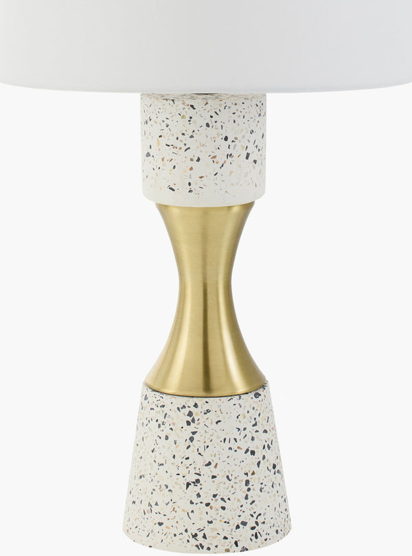 Surya Arroyo Elegant 29" Accent Table Lamp – Urban-chic Cement & Iron Design With Warm Linen Shade Body, White Cement,Iron,Cement,Linen,Polyester,Iron Ayo-004