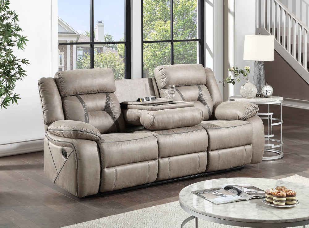 English Elm Steve Silver - Tyson Grey Reclining Glider Console Sofa with Memory Foam Seats, Lift-Top Storage, Cupholders B081P157020