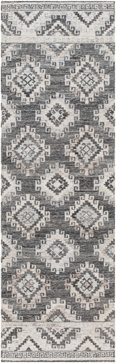 Alyssa AYS-2302 2'6" x 8' Handmade Rug AYS2302-268  Black, White, Light Slate, Medium Brown Surya
