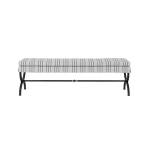 A.R.T. Furniture Alcove Bed Bench - Stylish Casual Traditional Seating With Burnished Brass Finish & Striped Cushion Beige Parrawood Solids,Iron,Fabric,Foam 321149-1241
