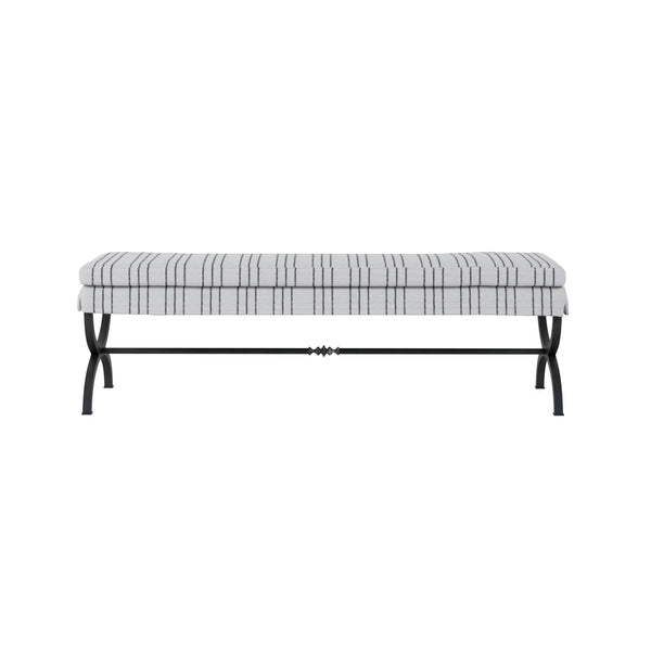 A.R.T. Furniture Alcove Bed Bench - Stylish Casual Traditional Seating With Burnished Brass Finish & Striped Cushion Beige Parrawood Solids,Iron,Fabric,Foam 321149-1241