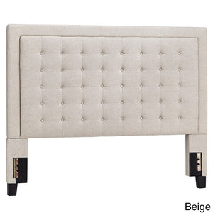 Homelegance By Top-Line Sinead Square Button-Tufted Upholstered Headboard Beige Linen