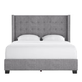 Homelegance By Top-Line Harlyn Tufted Linen Wingback Bed Grey Linen