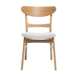 English Elm Christopher Knight Home® - Dining Chair - Mid-Century Modern Light Beige Upholstered Seat With Stylish Splayed Wood Legs 58915.00LBE