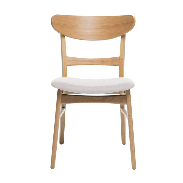 English Elm Christopher Knight Home® - Dining Chair - Mid-Century Modern Light Beige Upholstered Seat With Stylish Splayed Wood Legs 58915.00LBE