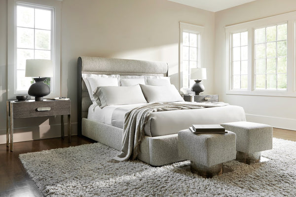 Bernhardt Bernhardt Prado King Panel Bed With Deep-Channel Upholstered Headboard And Porcini Wood Accents K1886