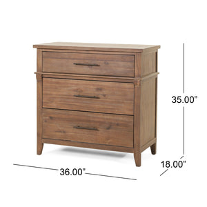 English Elm Christopher Knight Home® - Berghoff Acacia Wood 3-Drawer Dresser in Brown — Sustainable, California-Designed, Durable Storage Solution 70837.00