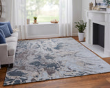 Feizy Rugs Zarah Viscose/Wool Hand Tufted Industrial Rug Blue/Taupe/Green 9' x 12'