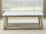 English Elm Steve Silver - Vida - Marble Top Coffee Table With Casters - Brown