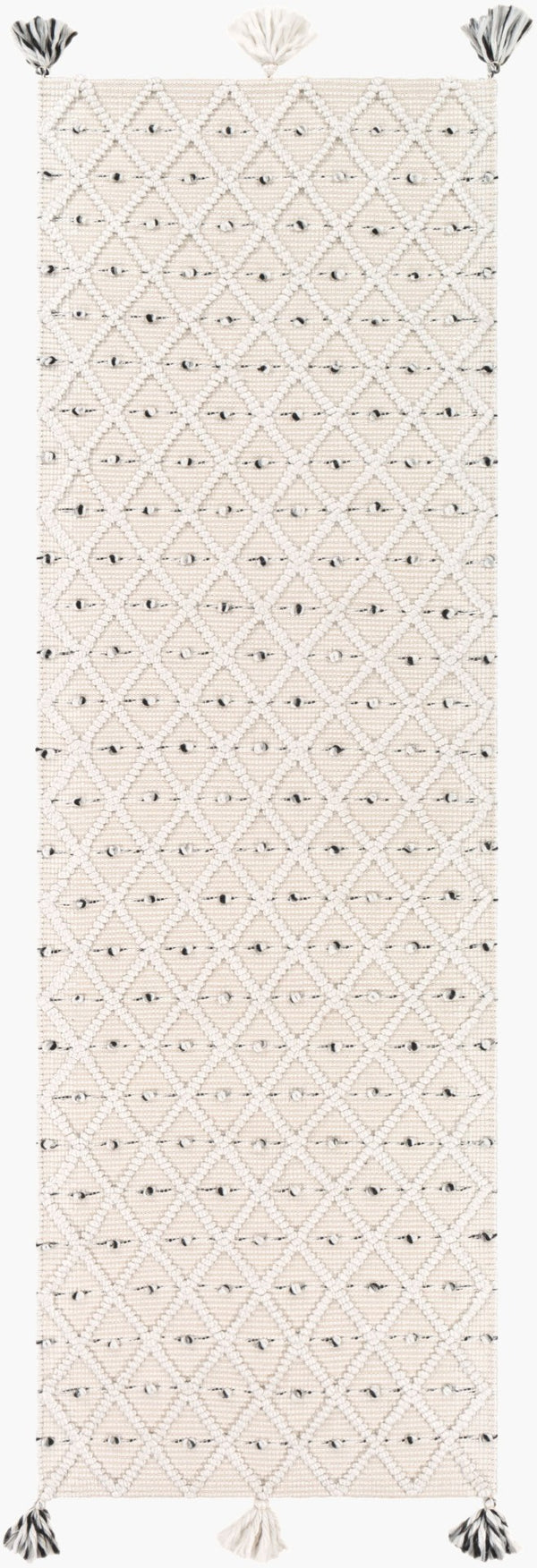 Livabliss Azalea Handwoven Flatweave Area Rug Recycled Pet Fringe Global Artisan Living Room Ivory, Gray 2'6" x 8' AZA2301-268