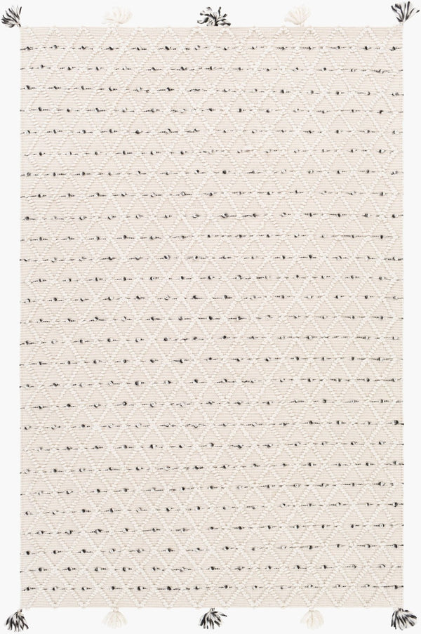 Livabliss Azalea Handwoven Flatweave Area Rug Recycled Pet Fringe Global Artisan Living Room Ivory, Gray 8'10" x 12' AZA2301-81012