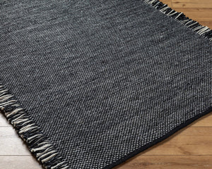 Surya Azalea 2' X 3' Eco-friendly Handmade Rug - Global Style, Unique Texture, And Cozy Home Accent Black Recycled Pet Yarn Aza2312-268
