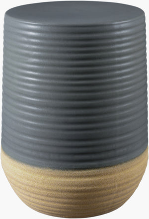 Surya Terraza Elegant 17"H Ceramic Garden Stool - Weather-resistant End Table For Stylish Outdoor Decor Top, Gray Ceramic,Ceramic Azat002-171313