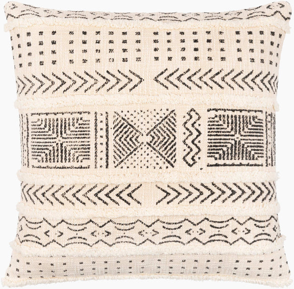 Surya Azibo Bohemian Global-style Accent Pillow 18"L X 18"W - Cozy Cotton Charm For Your Home Décor Black Cotton,Cotton Azb002-1818d