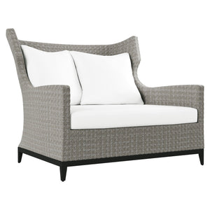 Bernhardt Bernhardt Captiva Outdoor Chair — Extra-Wide Wingback, All-Weather Herringbone Wicker, Plush Cushions - Made to Order OP1103C