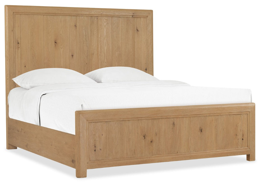 Hooker Furniture Driftwood Queen Panel Bed With Buckboard Oak Finish, Solid Oak Construction & Versatile Headboard Styling Light Wood 6820-90250-80