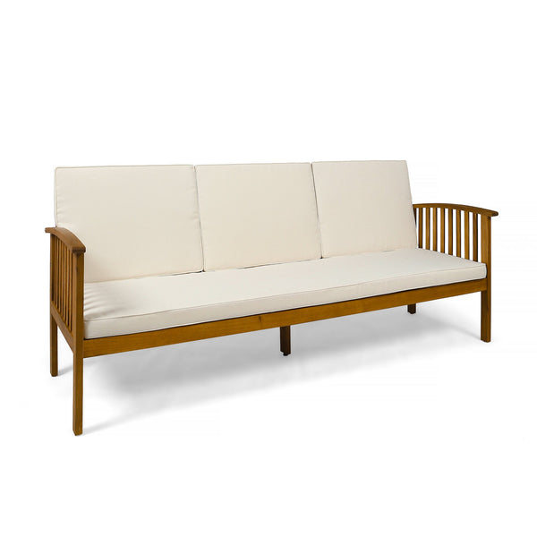 English Elm Casa Outdoor 3 Seat Acacia Hardwood Sofa with Weather Resistant Cushioned Patio Seating 63652.00