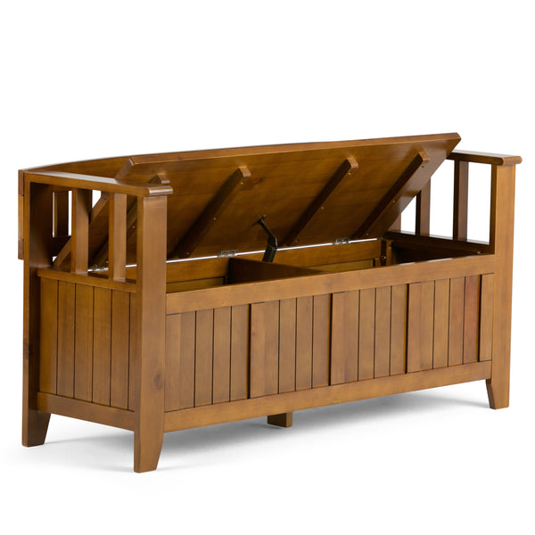English Elm Acadian Entryway Storage Bench with Lift-Top Seating, Solid Wood Handcrafted Design, 48" Wide Light Brown B136P159778