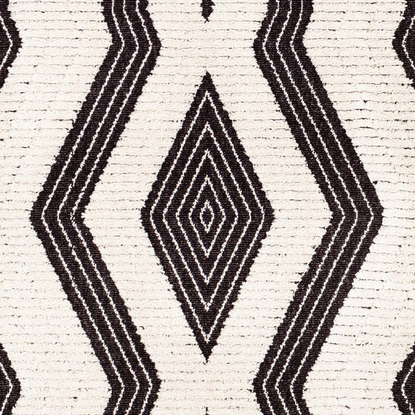 Livabliss Azilal Moroccan Geometric High Pile Polyester Accent Rug with Fringe for Entryways Black, Ivory 2' x 2'11" AZI2300-2211