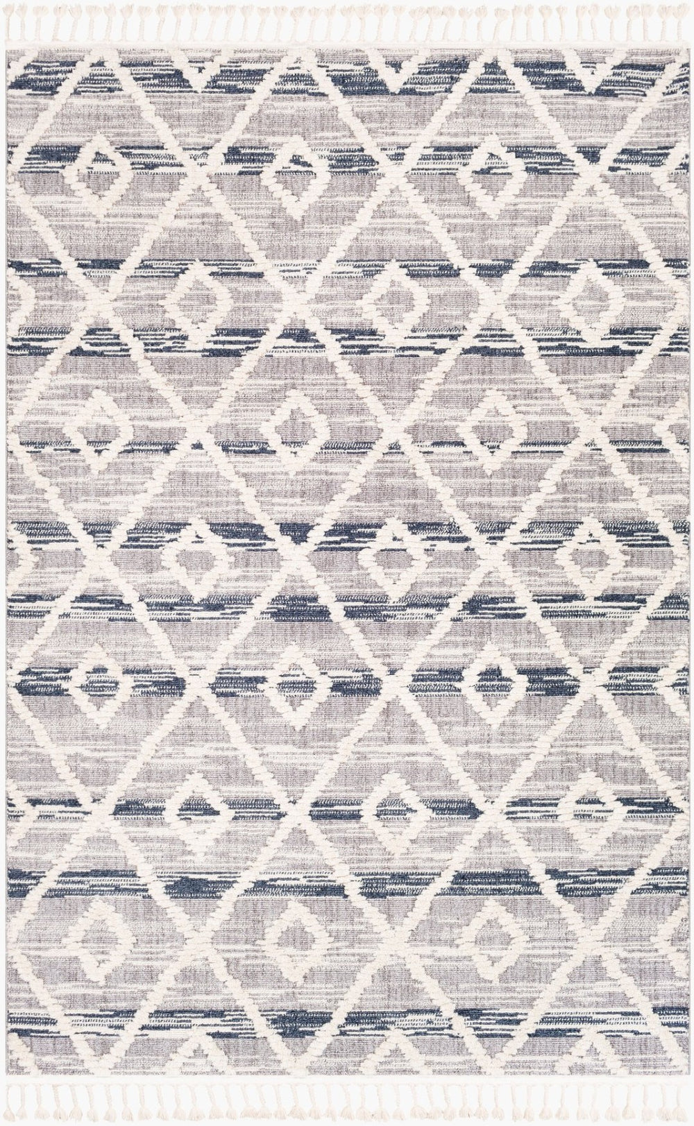 Livabliss Azilal Tribal Patterned High Pile Polyester Rug with Fringe for Entryway or Bedroom Dark Blue, Gray 2' x 2'11" AZI2301-2211