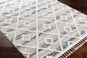 Livabliss Azilal Tribal Patterned High Pile Polyester Rug with Fringe for Entryway or Bedroom Dark Blue, Gray 2' x 2'11" AZI2301-2211