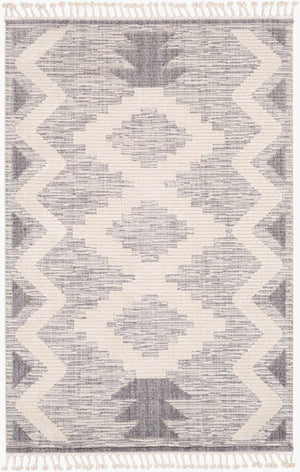 Livabliss Azilal Global Geometric Machine Woven Polyester Rug with High Low Pile Texture Gray, Ivory 2' x 2'11" AZI2302-2211