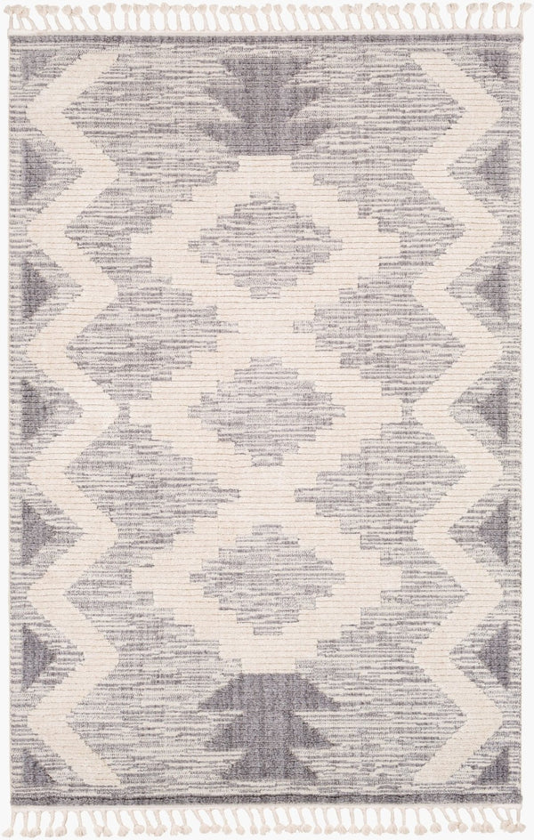 Livabliss Azilal Global Geometric Machine Woven Polyester Rug with High Low Pile Texture Gray, Ivory 2' x 2'11" AZI2302-2211