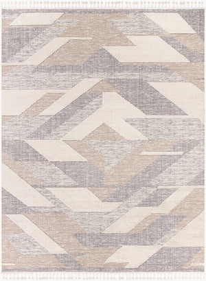 Livabliss Azilal Moroccan High Pile Polyester Rug with Fringed Bohemian Global Pattern Gray, Tan 7'10" x 10' AZI2303-710102