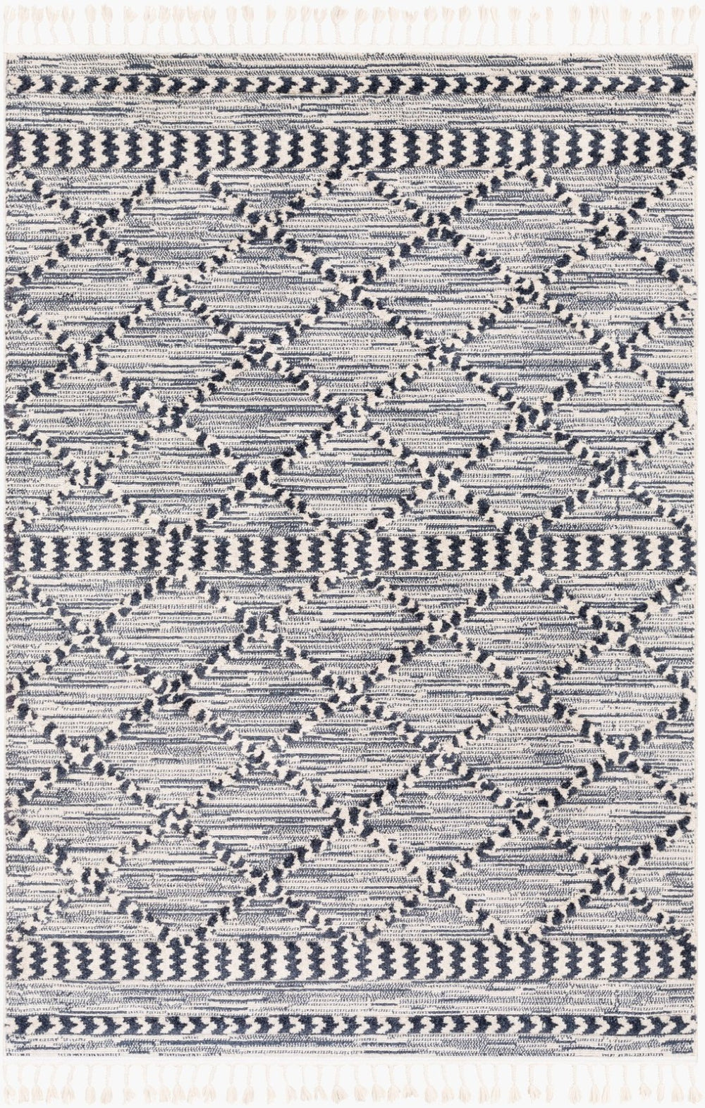 Livabliss Azilal Moroccan Geometric High Pile Polyester Accent Rug for Entryway or Bedside Dark Blue, Ivor 5'3" x 7' AZI2309-5373