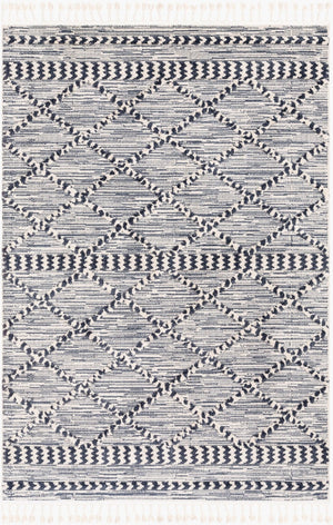 Livabliss Azilal Moroccan Geometric High Pile Polyester Accent Rug for Entryway or Bedside Dark Blue, Ivor 5'3" x 7' AZI2309-5373