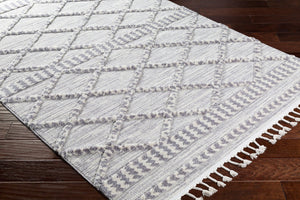 Livabliss Azilal Folk Geometric High Pile Polyester Accent Rug for Bohemian Eclectic Interiors Dark Blue, Gray 2' x 2'11" AZI2310-2211