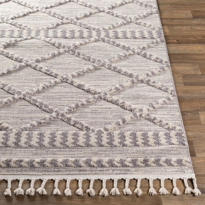 Livabliss Azilal Folk Geometric High Pile Polyester Accent Rug for Bohemian Eclectic Interiors Dark Blue, Gray 2' x 2'11" AZI2310-2211